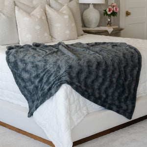 Charcoal Faux Fur Home Throw Blankets