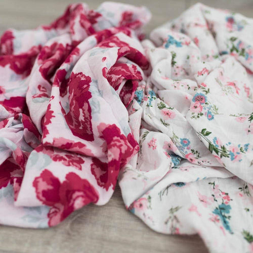 2-Pack Floral Garden Bamboo Muslin Swaddle Blankets