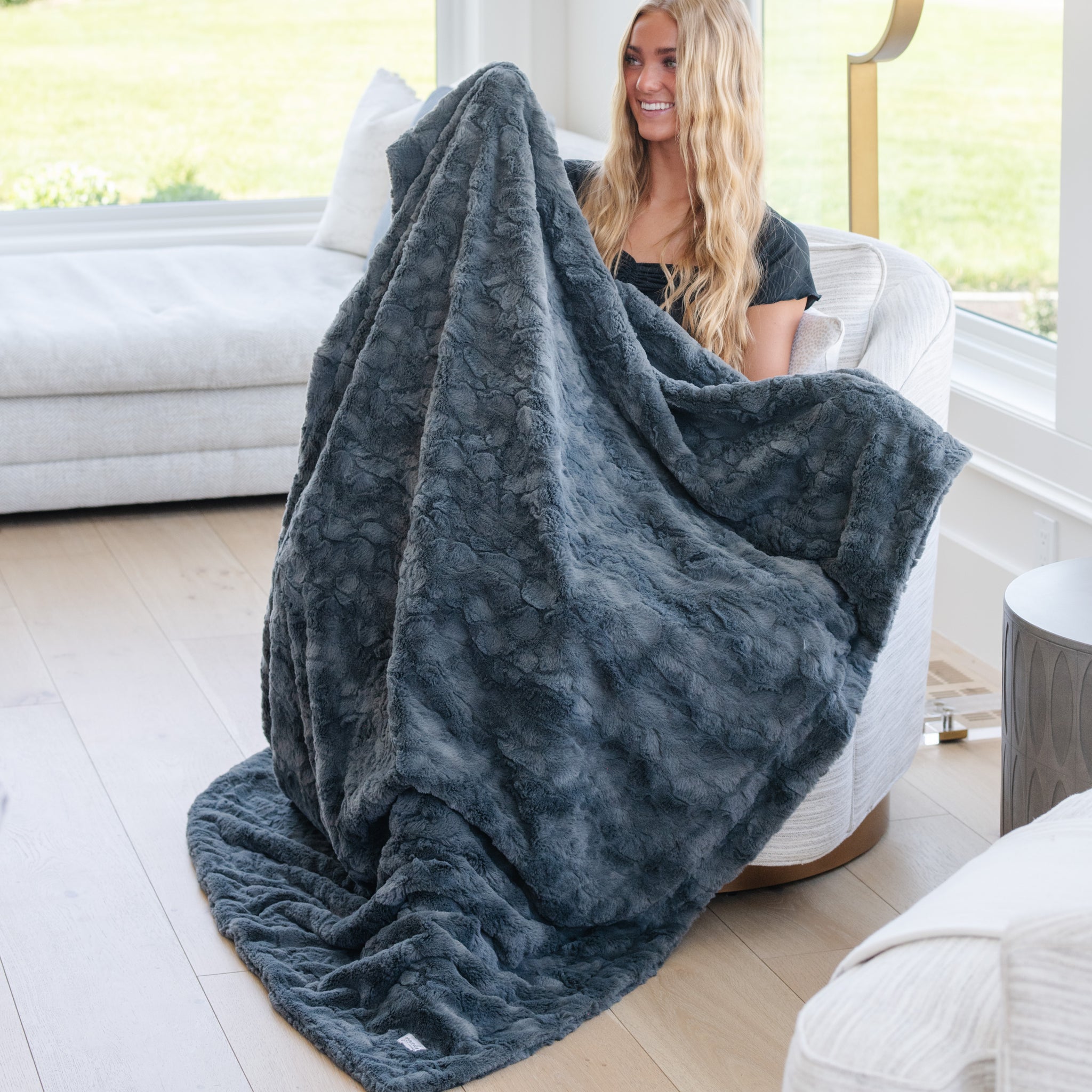 Faux fur grey throw blanket clearance
