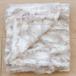 Marbled Ivory Faux Fur Home Throw Blankets
