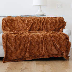 Camel Faux Fur Home Throw Blankets