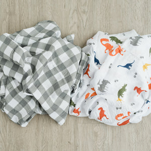 2-Pack Dinoland Bamboo Muslin Swaddle Blankets