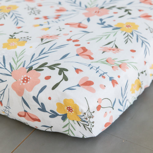 Floral Burst Cotton Crib Sheet