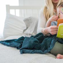 Navy Plush Satin Border Baby Blankets