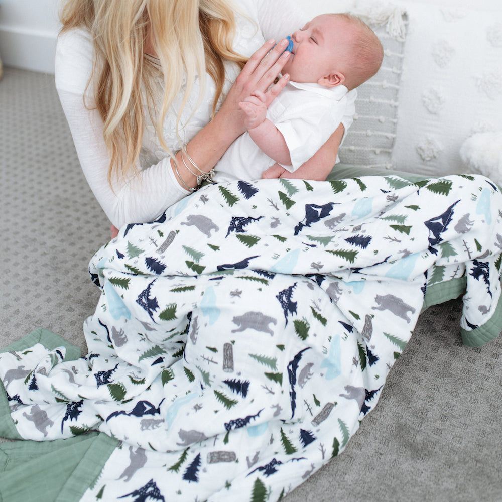 Bear s Forest 4 Layer Bamboo Muslin Quilted Blankets Graced Soft Luxuries