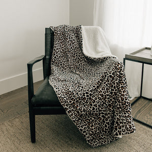 Leopard Sherpa Fleece Throw Blanket