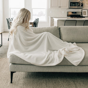 Ivory Fleece Throw Blanket