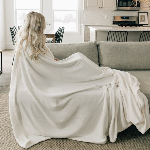 Ivory Fleece Throw Blanket