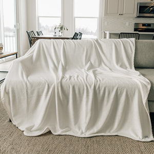 Ivory Fleece Throw Blanket