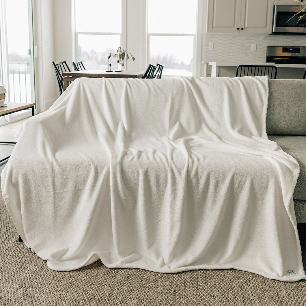 Ivory Fleece Throw Blanket