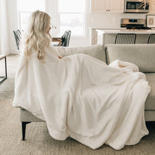 Ivory Sherpa Fleece Throw Blanket