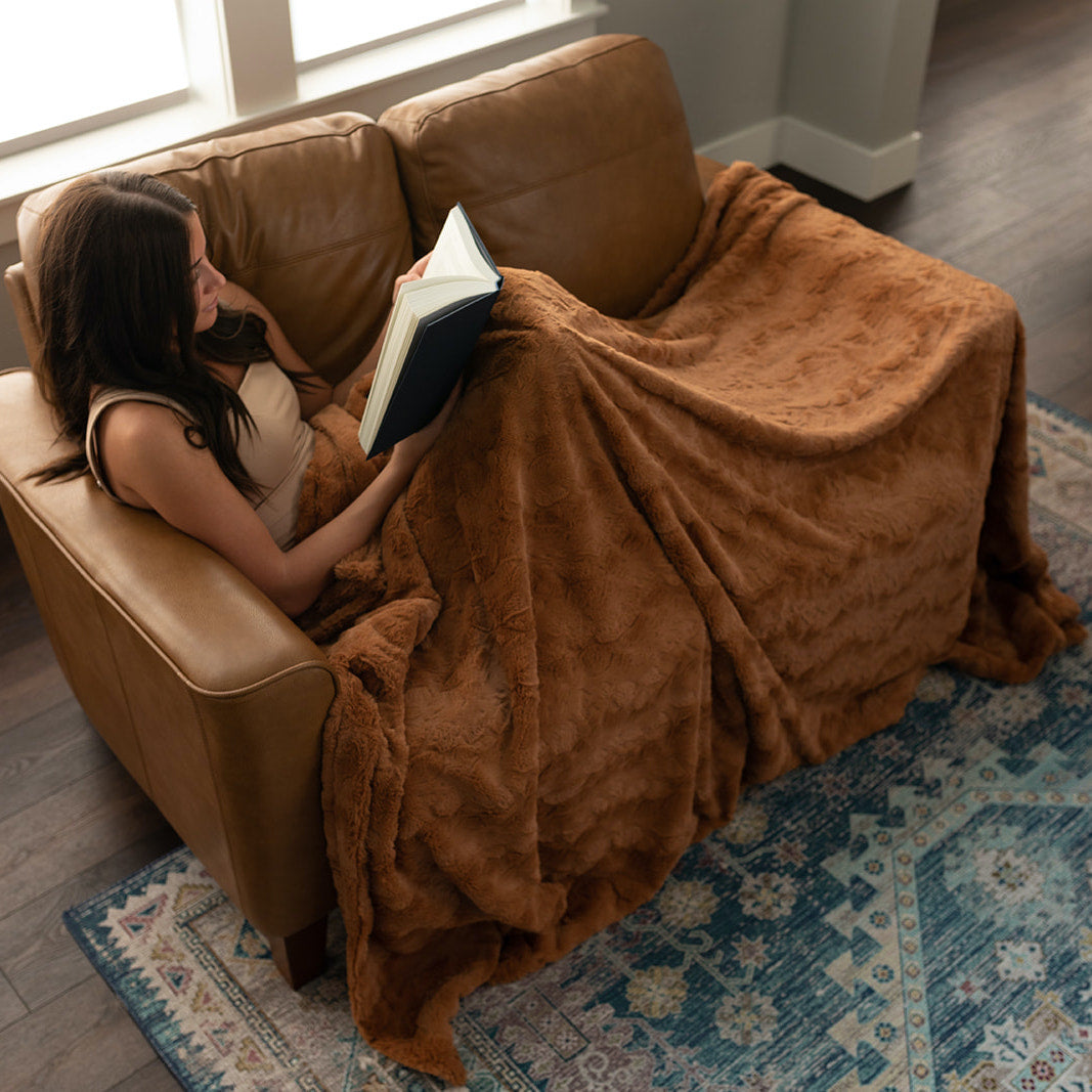 Camel Faux Fur Home Throw Blankets Graced Soft Luxuries