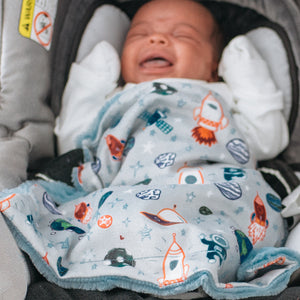 Space Blue Minky Baby Blankets