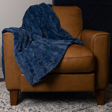 Navy Faux Fur Home Throw Blankets