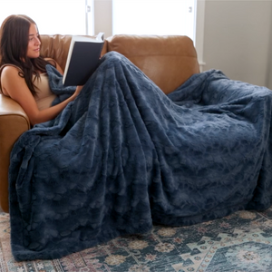 Navy Faux Fur Home Throw Blankets