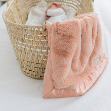 Peach Plush Satin Border Baby Blankets