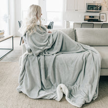 Gray Sherpa Fleece Throw Blanket