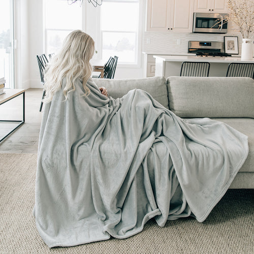 Gray Fleece Throw Blanket