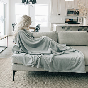Gray Fleece Throw Blanket