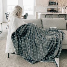 Grid Sherpa Fleece Throw Blanket