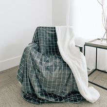 Grid Sherpa Fleece Throw Blanket