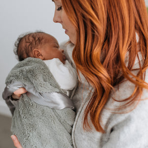 Gray Plush Satin Border Baby Blankets