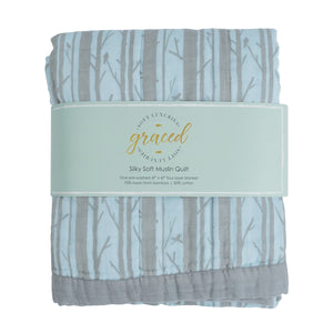 Woodland Morning 4-Layer Bamboo Muslin Quilted Blankets