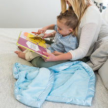 Light Blue Plush Satin Border Baby Blankets