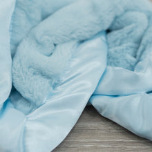 Light Blue Plush Satin Border Baby Blankets