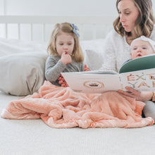 Peach Plush Satin Border Baby Blankets