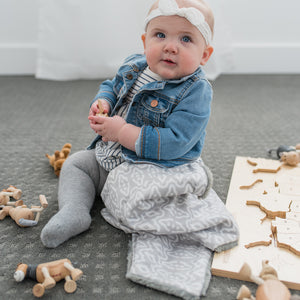 Ikat Gray Minky Baby Blankets