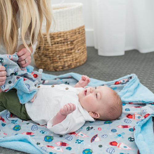 Space Blue Minky Baby Blankets