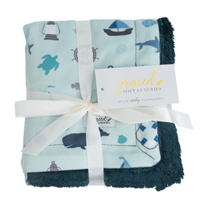 Nautical Blue Minky Baby Blankets