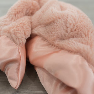 Peach Plush Satin Border Baby Blankets