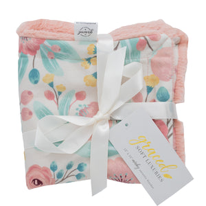 Pink Blossoms Minky Baby Blankets