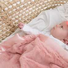 Pink Plush Satin Border Baby Blankets