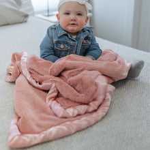 Pink Plush Satin Border Baby Blankets