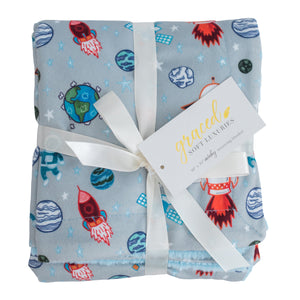 Space Blue Minky Baby Blankets