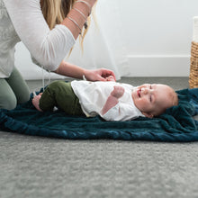 Navy Plush Satin Border Baby Blankets