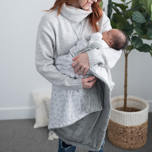 Ikat Gray Minky Baby Blankets