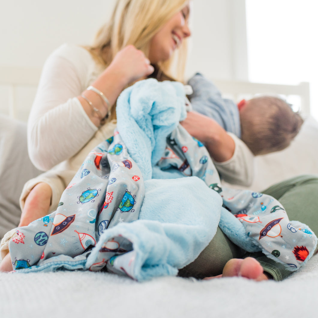 Space Blue Minky Baby Blankets