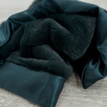 Navy Plush Satin Border Baby Blankets