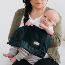 Navy Plush Satin Border Baby Blankets