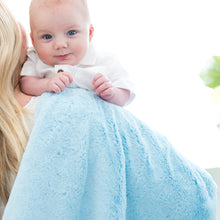 Light Blue Plush Satin Border Baby Blankets
