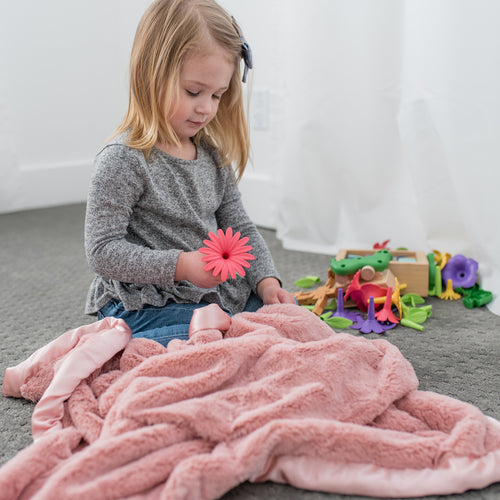 Pink Plush Satin Border Baby Blankets